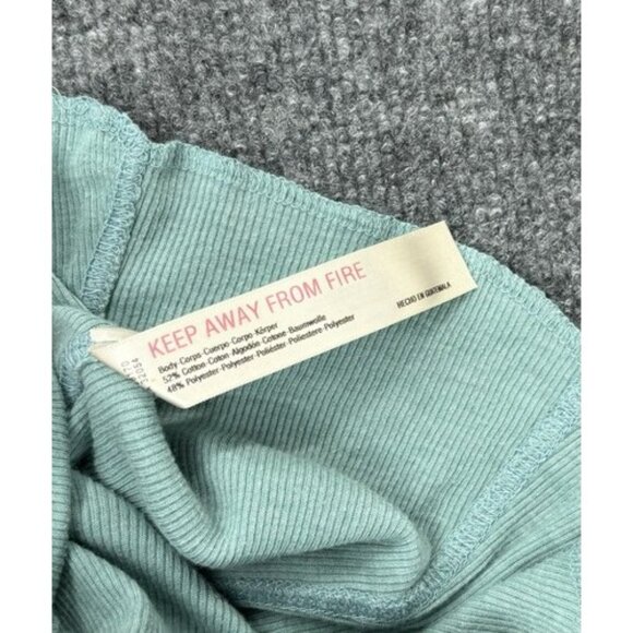 Free People Intimacy Ribbed Jersey Henley With Snaps Green XS - Picture 5 of 11